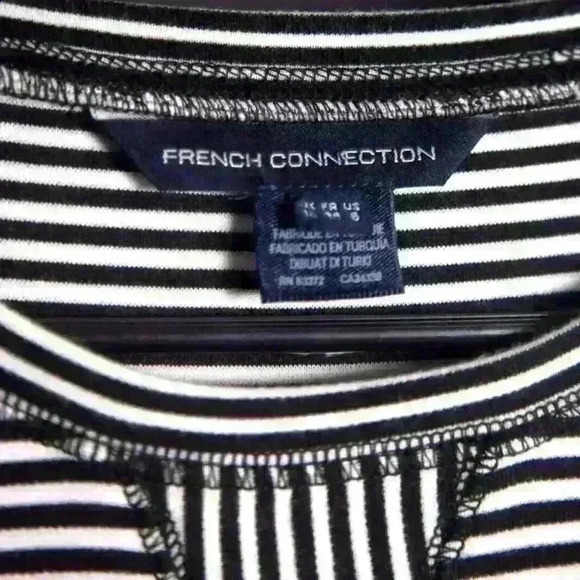 French Connection Size 6 White Black Stripped Dress - Picture 4 of 4